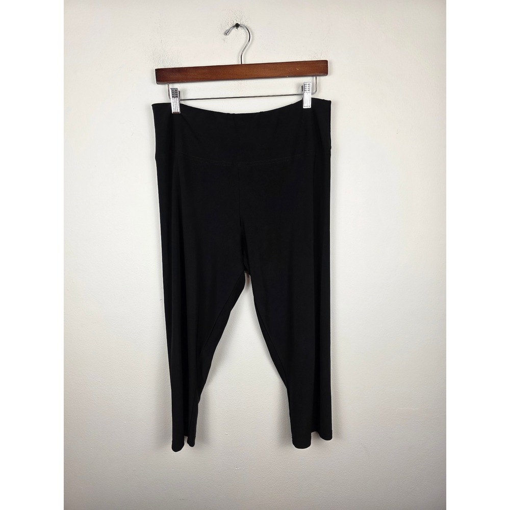 Sympli Womens Black Cropped Pants High Rise Matte Jersey Size 14